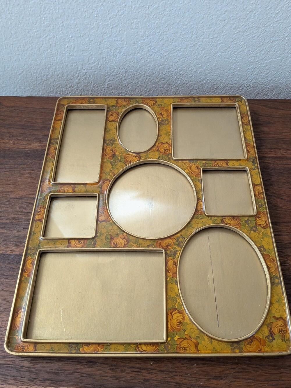 Vtg Bucklers Inc Fifth Ave NY Large Collage 8 Picture Frame Floral Enamel Yellow - Picture 3 of 15
